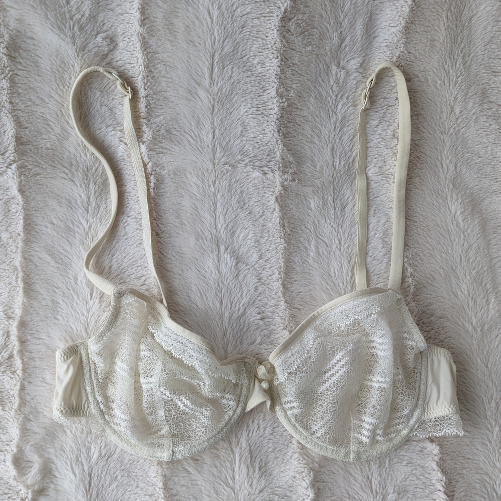 Princess tamtam lace wired see through bra Ivory white small